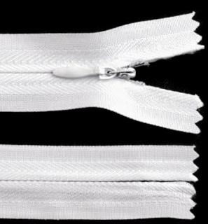 Spirálový zip skrytý 3mm, bílá -: 60 cm