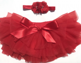 VÁNOČNÍ SUKNĚ Barva: TUTU ČERVENÁ s čelenkou, Velikost: 0-6m