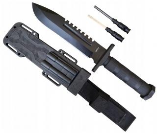 Vojenský nůž s křesadlem a brouskem, 31 cm