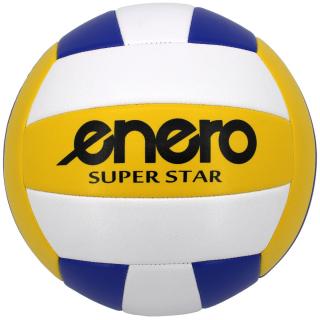 Volejbalový míč ENERO pruhovaný vel. 5, žluto-modrý-bíly