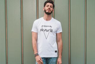 Bílé tričko | Rave COVID TRIANGLES Velikost: M