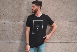 Prodloužené černé tričko | Techno Velikost: L