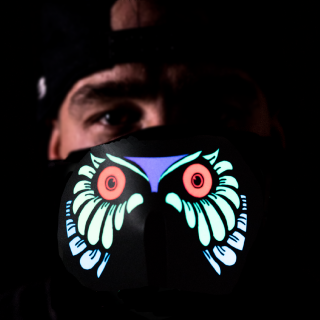 Rave kukla Owl | Maska reagující na zvuk