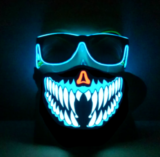 RAVE set kukla Teeth Blue + Svítící brýle Wayfarer modré
