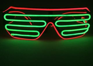 Svítící brýle Shutter style multicolor | Červená & Zelená