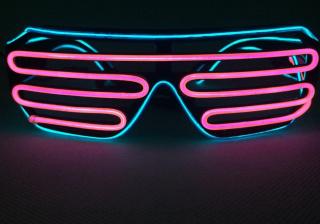 Svítící brýle Shutter style multicolor | Modrá & Růžová