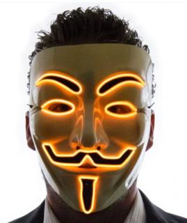 Svítící maska Anonymous Vendeta | Žlutá
