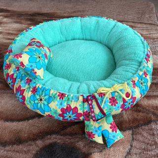 Heboučký pelíšek pro psa stahovací kulatý, 55 cm, mint