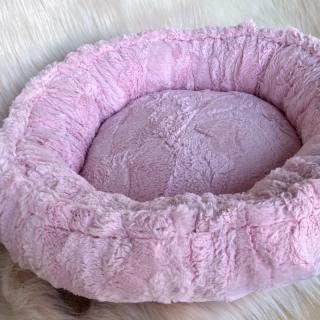 Luxusní kožešinový pelíšek pro psa, baby růžový
