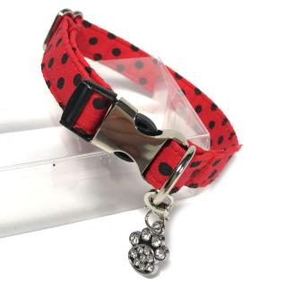 Luxusní obojek pro psa červený puntíky, š. 1,5cm