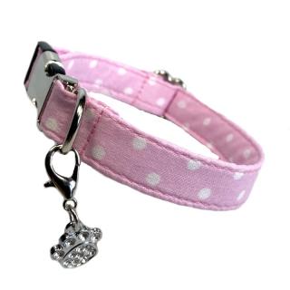Luxusní obojek pro psa růžový s puntíkem, š. 1,5cm