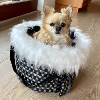 Luxusní taška pro psa 2v1,  30cm - černobílá kostka