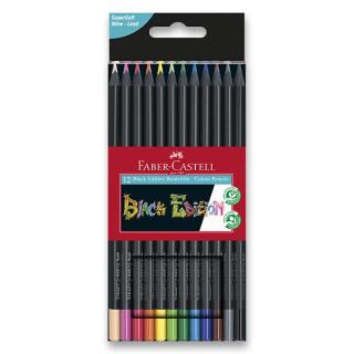 FABER-CASTELL Black Edition Colour Pencils - trojhranné pastelky (12 ks) Barva: Klasické barvy