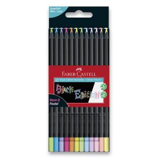 FABER-CASTELL Black Edition Colour Pencils - trojhranné pastelky (12 ks) Barva: Neonové a pastelové barvy