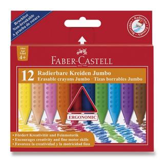 FABER-CASTELL Erasable Crayons Jumbo Grip - silné ergonomické voskovky (12 ks)
