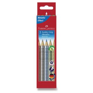 FABER-CASTELL Jumbo Grip Colour Pencils - extra silné ergonomické pastelky (5 ks - metalické/neonové) Barva: metalické barvy
