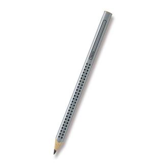 FABER-CASTELL Jumbo Grip stříbrná - silná ergonomická trojhranná tužka (HB = 2 1/2)