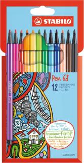 STABILO Pen 68 - vláknový fix - papírový obal (12 ks/24 ks/30 ks) Počet kusů: 12