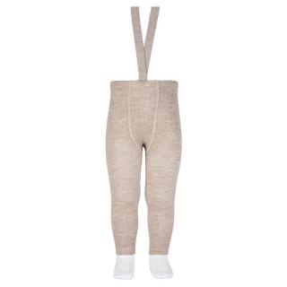 Dětské merino legíny s kšandami Condor - béžová Velikost: 3-6 měsíců