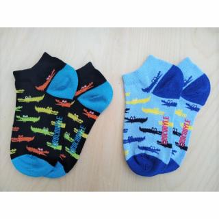 Dětské nízké ponožky bavlna Trepo - krokodýl Barva: Modrá, Velikost: EUR 24-27 (16-18 cm)