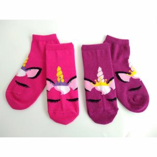 Dětské nízké ponožky bavlna TREPON - Jednorožec Barva: Fialová, Velikost: EUR 33,5-35 (22-23 cm)