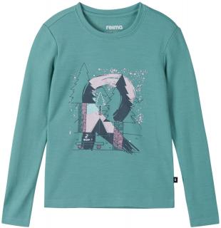 Dětské triko s dlouhým rukávem Reima Viluton -  Cold Mint Velikost: 110
