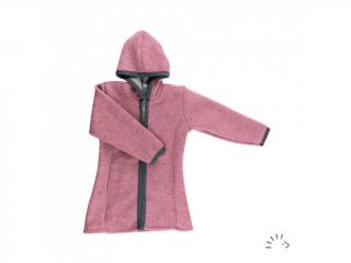 Dívčí kabátek s kapucí vařená vlna Iobio - růžový Velikost: 110/116