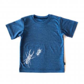 Lehké tričko merino/hedvábí GlucksKind - modré s roháčem Velikost: 110/116