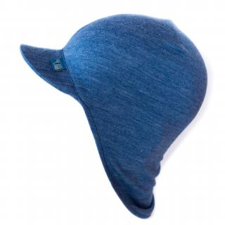 Letní kšiltovka merino/hedvábí GlucksKind - modrá jednobarevná Velikost: 46 cm