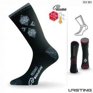 Lyžařské ponožky s norským vzorem Lasting - běžky šedé Velikost: EUR 34-37 (22-24 cm)