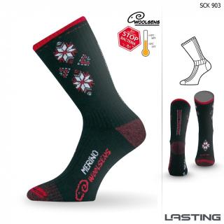 Lyžařské ponožky s norským vzorem Lasting - běžky Velikost: EUR 34-37 (22-24 cm)