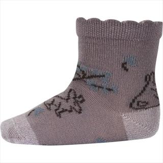 Merino ponožky dětské tenké MP Denmark zajíci na fialové Velikost: EUR 17-18 (11-12 cm)
