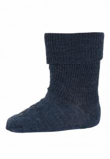 Merino ponožky MP Denmark tenké s protiskluzem tm. modrý melír Velikost: EUR 22-24 (15-16 cm)
