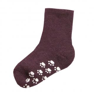 Protiskluzové merino ponožky silné JOHA bordo Velikost: EUR 23-26 (15-17 cm)
