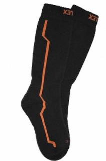 Surtex zimní podkolenky 90% dětské tmavé/oranžový pruh Velikost: EUR 28-29 (18-19 cm)