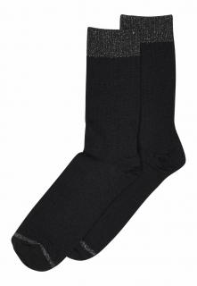 Tenké merino ponožky MP Denmark černé se třpytivým lemem Velikost: EUR 40-42 (26-28 cm)