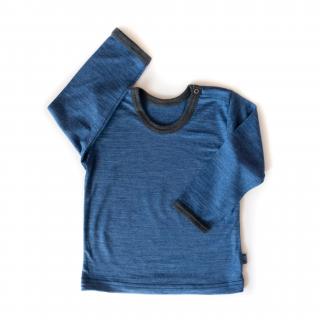 Tričko s dlouhým rukávem merino/hedvábí GlucksKind - modré Velikost: 98/104