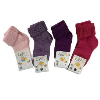 Vlněné ponožky Diba ohrnovací dětské - mix do růžové Velikost: EUR 18-19 (12-13 cm)