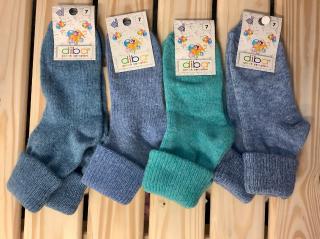 Vlněné ponožky Diba ohrnovací dětskě - mix zelené a modré Velikost: EUR 18-19 (12-13 cm)