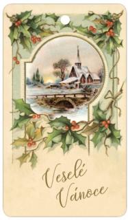 Aromatická karta malá 11 x 6,3 cm – Veselé Vánoce hnědá