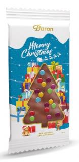 Baron Merry Christmas Vánoční čokoláda dražé 95g- DMT 12/2023 (Mléčná čokoláda s dražé 10% ve vánočním obalu potěší v mikulášské nadílce.)