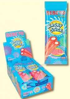 Bebeto Wacky Sticks 75g - DMT 24.06.2023 (KYSELÁ CUKROVINKA S JAHODOVO VANILKOVOU PŘÍCHUTÍ)