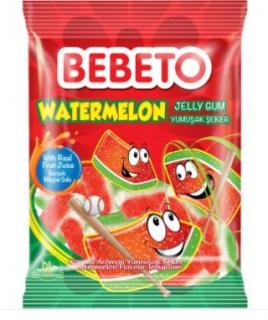 Bebeto Watermelon 80g (ŽELÉ VE TVARU MELOUNU, OBALOVANÉ V CUKRU)