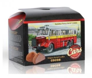 Belgické lanýže s čokoládovou náplní Choco Cars 250 g (Velmi kvalitní čokoládové lanýže v dárkové krabičce .)