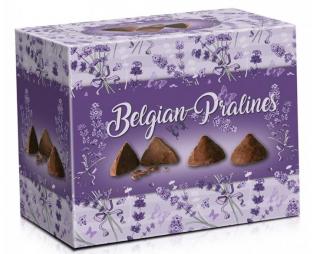 Belgické pralinky z mléčné čokolády s čokoládovou náplní - Levandule 200 g (Velmi kvalitní čokoládové pralinky v dárkové krabičce.)