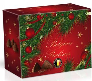 Belgické pralinky z mléčné čokolády s čokoládovou náplní - Vánoční 200 g  - DMT 18.06.2022 (Velmi kvalitní čokoládové pralinkyv dárkové krabičce.)