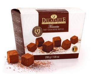 Belgické truffles Delafaille Tiramisu 200g - DMT 17.10.2023 (Bonboniéra obsahuje luxusní belgické kakaové lanýže s přírodním aroma tiramisu )