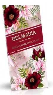 BELMARIA Belgická hořká čokoláda 72% - Červené květy 180g (Lahodná hořká belgická čokoláda s lískovými ořechy. Vyrobena z nejjakostnějších surovin, bez palmového tuku.)