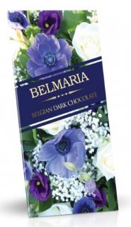 BELMARIA Belgická hořká čokoláda 72% - Modré květy 180g (Lahodná hořká belgická čokoláda s lískovými ořechy. Vyrobena z nejjakostnějších surovin, bez palmového tuku.)