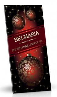 BELMARIA Belgická hořká čokoláda 72% - Vánoce (červená) 180g - DMT 27.10.2024 (Lahodná hořká belgická čokoláda. Vyrobena z nejjakostnějších surovin, bez palmového tuku.)